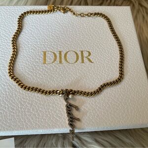 Dior Gold-Tone Crystal Necklace with original box and pouch.